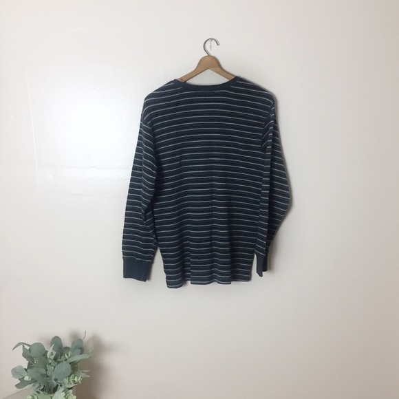 [Northwest Territory] Men's Ribbed Henley Striped Long Sleeve Shirt - Picture 9 of 10